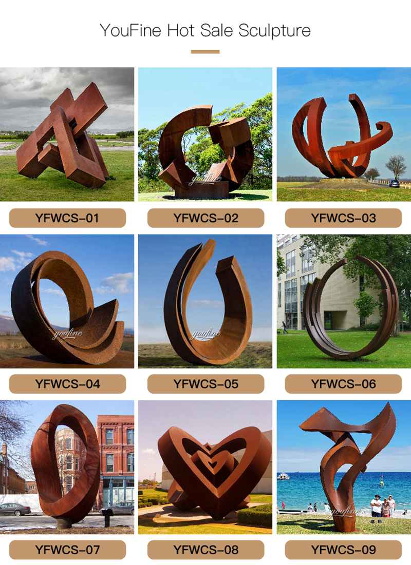 Modern Outdoor Rusted Metal Garden Sculptures for Sale 