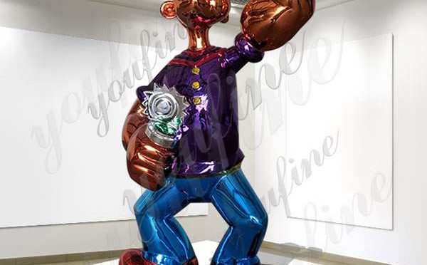 High-polished Life Size Jeff Koons Popeye Stainless Steel Sculpture Manufacturer CSS-87